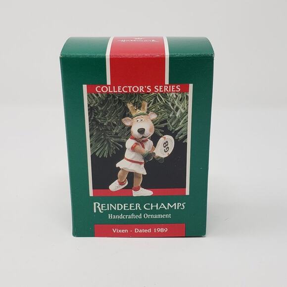 1989 Hallmark Vixen #4 Reindeer Champs Handcrafted Christmas Holiday Ornament - Picture 1 of 8